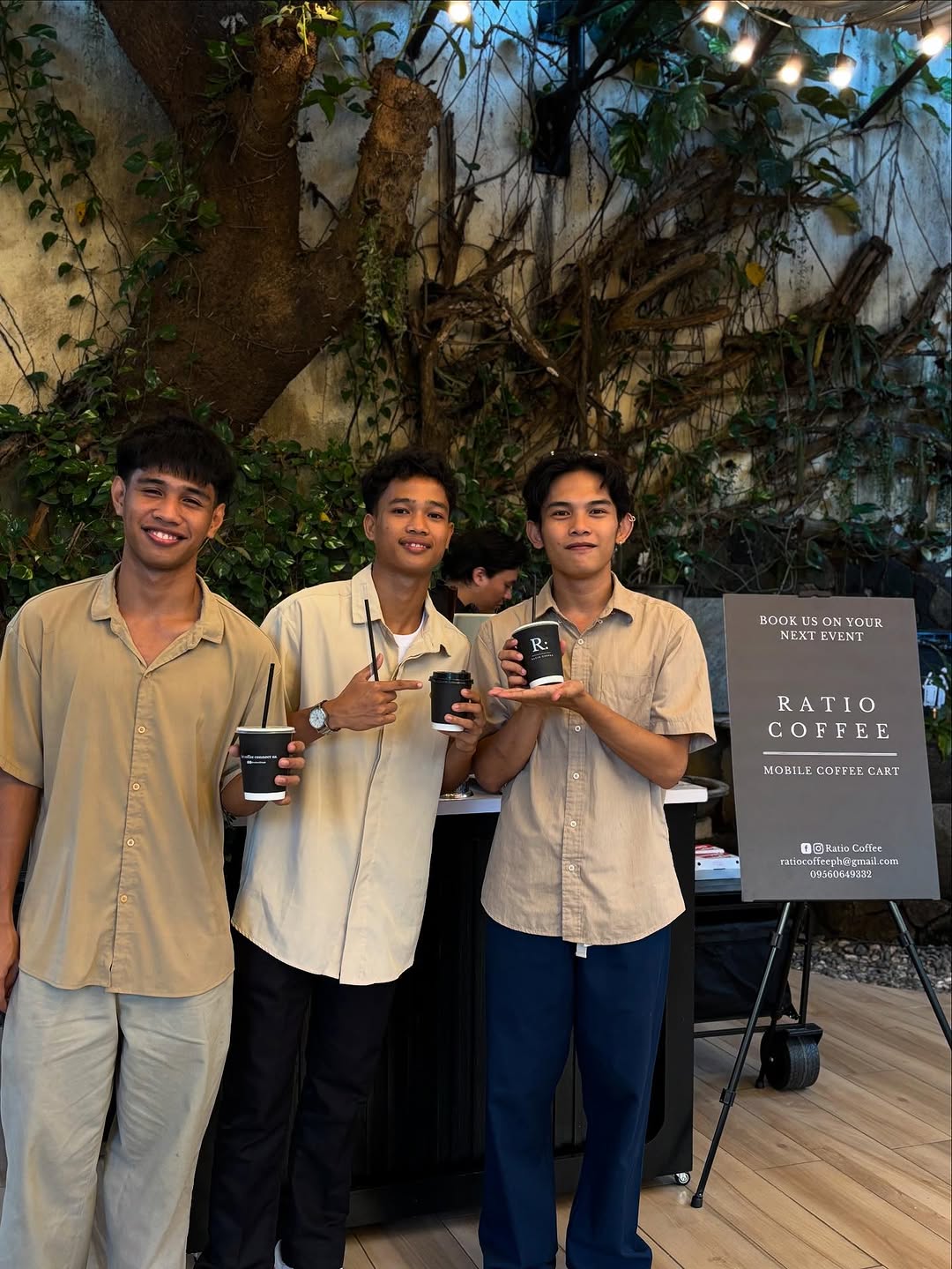 Team serving coffee at wedding